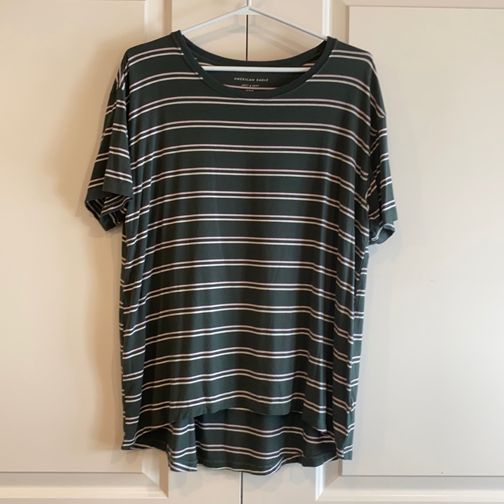 AE t-shirt - green/pink/white